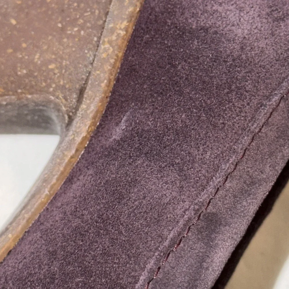 Clarks Unstructured Carleta Belle Womens Purple Suede Heeled Penny Loafer SZ 6.5